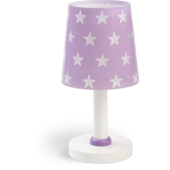 Dalber - Lampe de chevet enfant - Stars - Motif étoiles L 15 cm H 30 cm Mauve