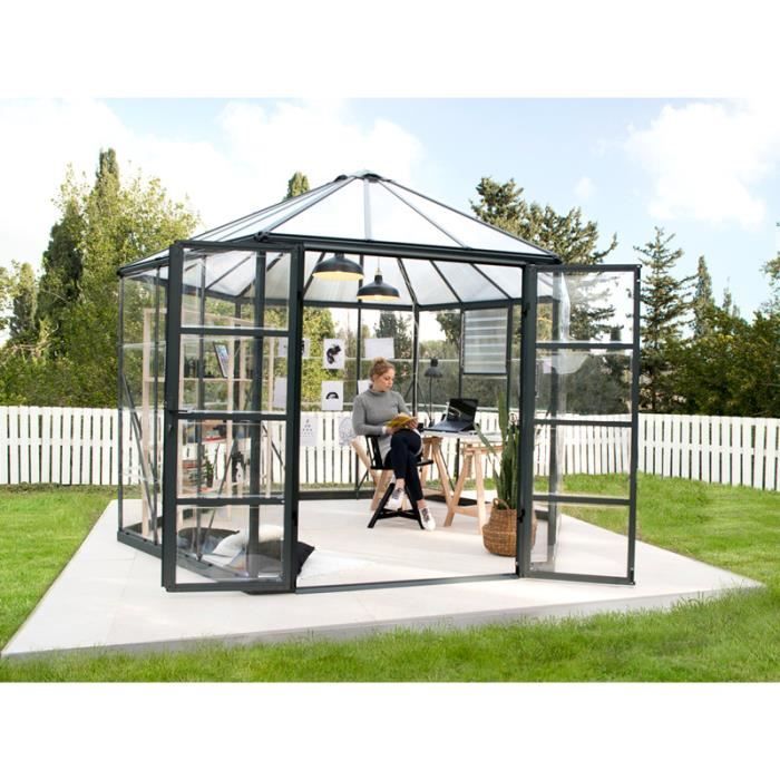 Kiosque De Jardin En Polycarbonate Oasis Hexagonal 8 6m 3 16x3 63x2 89m Anthracite Dancover Serres Achat Vente Serre De Jardinage Serres Kiosque De Jardin En Po Cdiscount