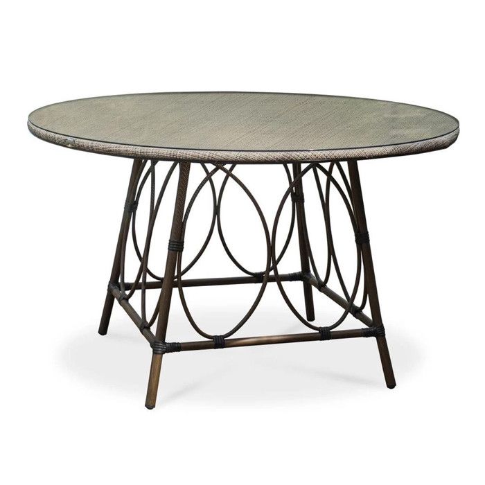 Table ronde de jardin USHUAIA (diam. 125 cm) en aluminium marron et