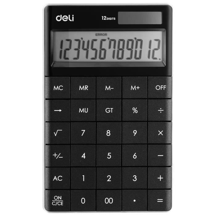 Calculatrice moderne 12 chiffres solaire et pile noir - Cdiscount  Beaux-Arts et Loisirs créatifs