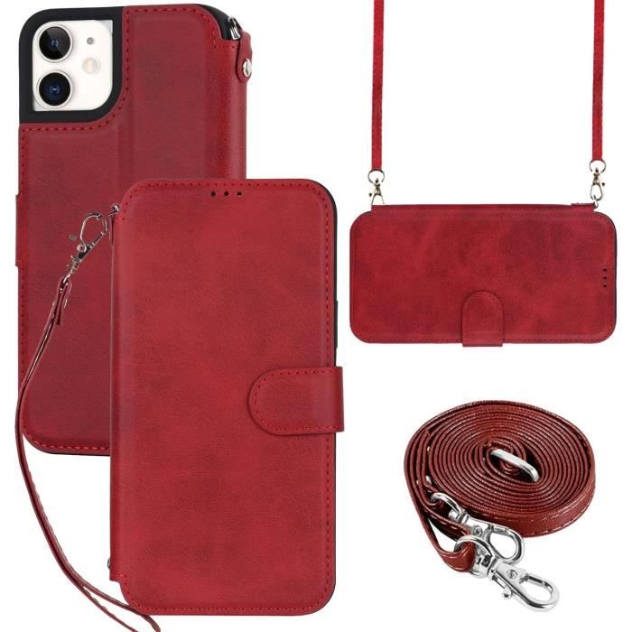 Coque Odeydo Pour IPhone 12 Mini – Cuir PU Noir – Antichoc Avec Rabat