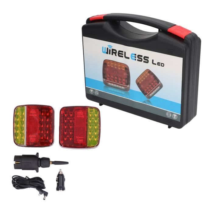 EJ.life Kit de feux de remorque magnétiques Kit de feux de remorque carrés sans fil IP65 étanche feux de piste magnétiques rouge