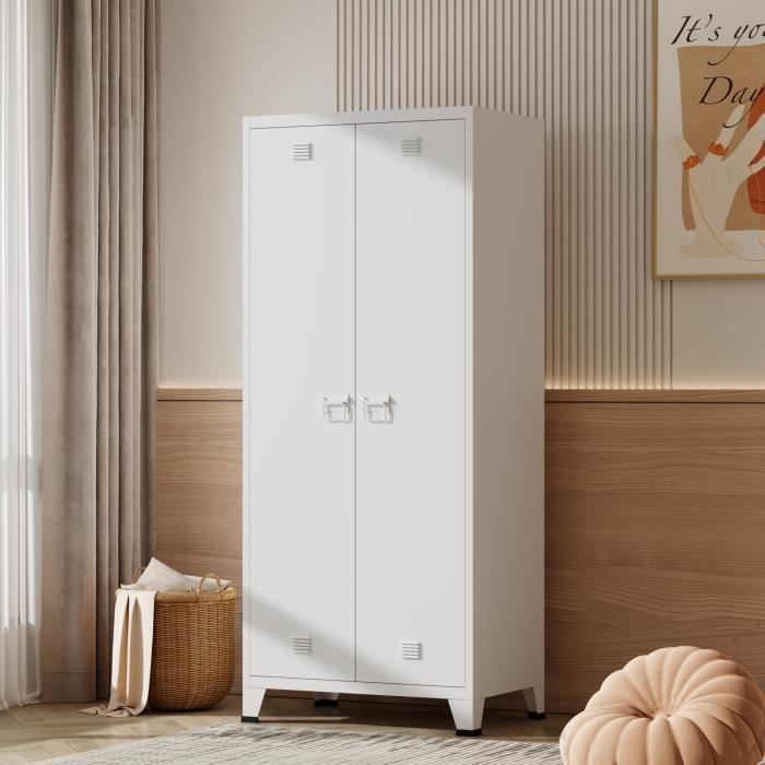 Armoire de chambre Hankasalmi acier 180 x 90 x 40 cm blanc