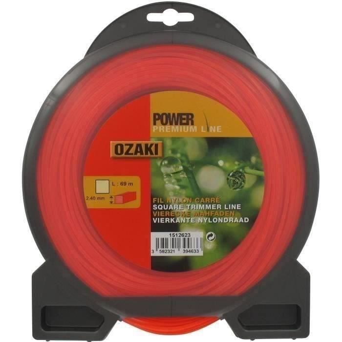 JARDIN PRATIC Fil nylon carré premium line OZAKI pour tondeuse - Ø 2,4 mm