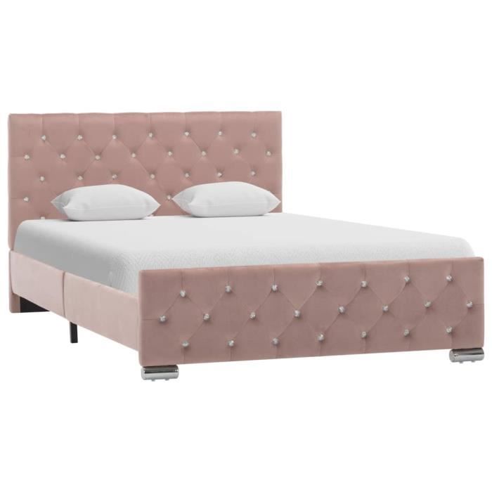 FAMIROSA Cadre de Lit Rose Velours 120x200 cm-825