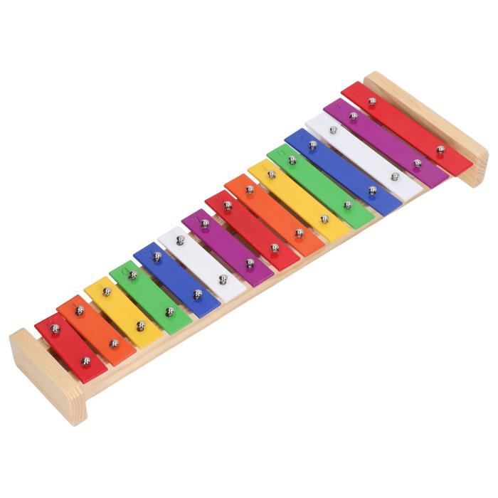 Fdit Xylophone 15 notes Instrument de xylophone Glockenspiel éducatif coloré de xylophone de 15
