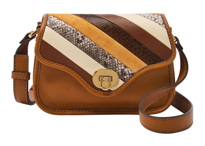 FOSSIL Heritage Mini Flap Crossbody Bag Brown Stripe 217527