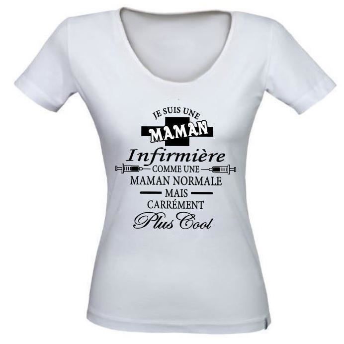 Tee Shirt Maman Infirmiere Toutes Tailles Xs S M L Xl Xxl T Shirt Femme Idee Cadeau Anniversaire Ou Fete Des Meres Cdiscount Pret A Porter
