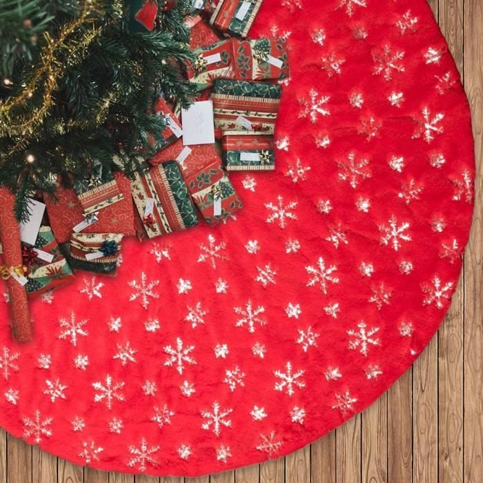 Jupe De Sapin De Noël 80cm Argent - Peluche Fausse Fourrure Pliable Cache Pied Sapin Élégant