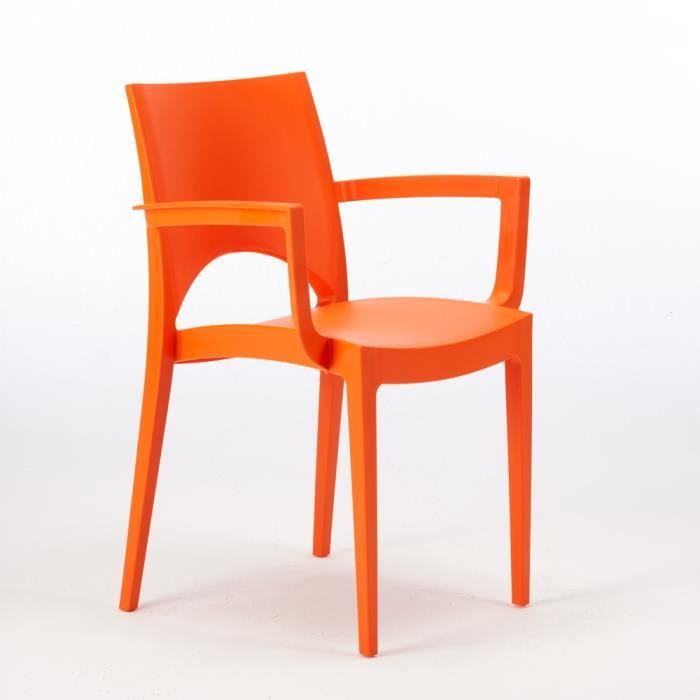 chaise avec accoudoirs en polypropylène bar restaurant paris arm grand soleil, couleur: orange