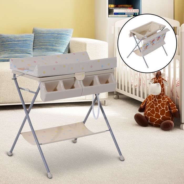 Table Commode A Langer Pliable Avec Baignoire Porte Savon 85l X