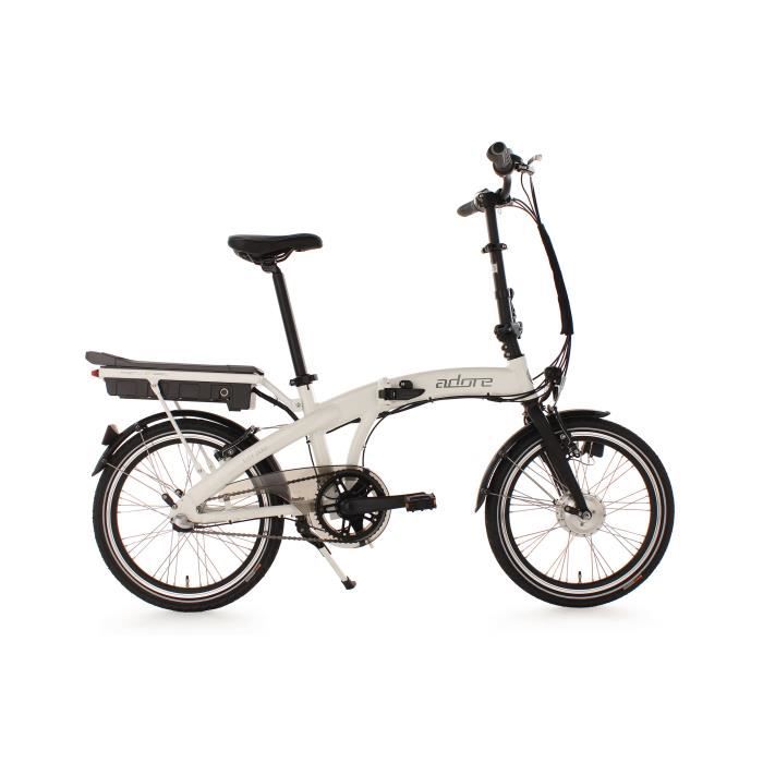 Velo assistance electrique pliant ADORE Zero E Bike 20 blanc 3 vitesses 250 Watt Li Ion 36V 6 6 Ah Cdiscount Sport