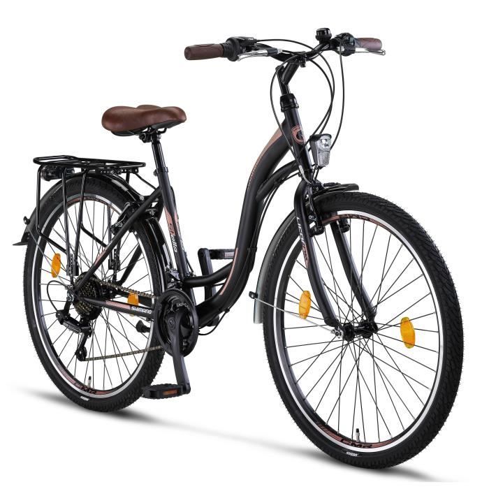 Licorne Bike Stella Premium City Bike 24,26 et 28 pouces – Vélo hollandais, Garçon [26, Noir]