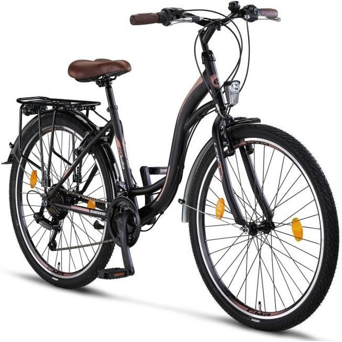 Licorne Bike Stella Premium City Bike 24,26 et 28 pouces – Vélo hollandais, Garçon [26, Noir]