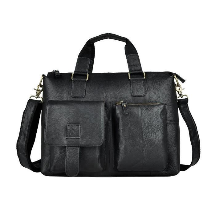 Mallette de bureau en cuir pour homme, mallette d'affaires, mallette pour ordinateur portable 15 