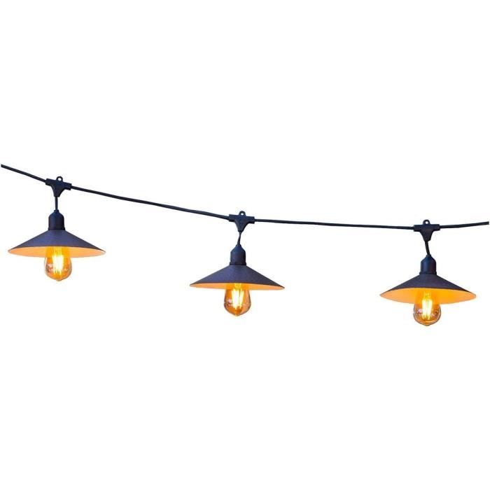 Guirlande solaire lumineuse extérieur - LUMISKY - VINTY LIGHT SOLAR - 6 m - 10 ampoules à filament - LED blanc chaud