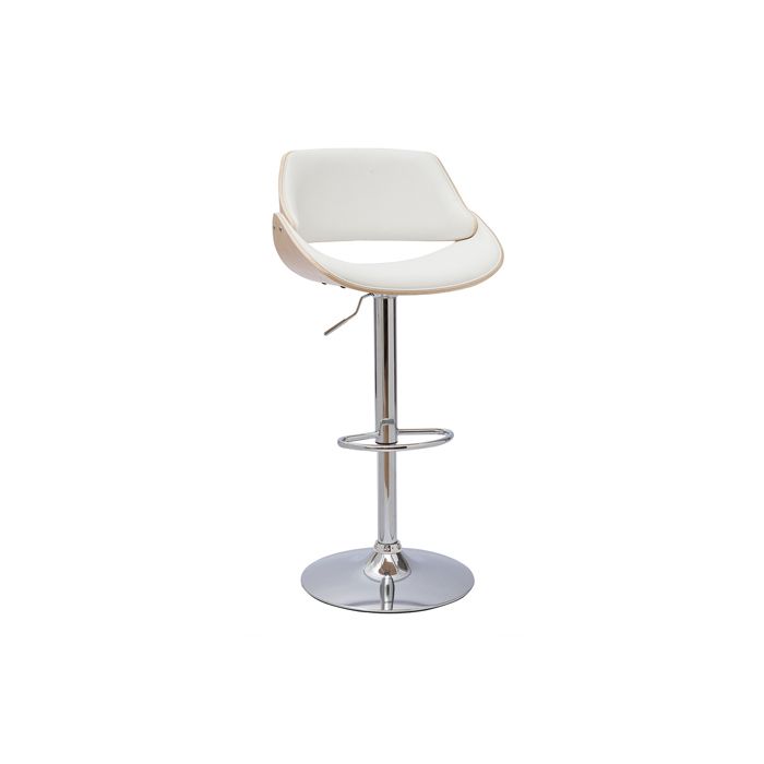 Miliboo - Tabouret de bar design réglable pivotant 360° blanc et bois clair CLASH Miliboo - Tabouret de bar design réglable pivotant 360° blanc et bois clair CLASH