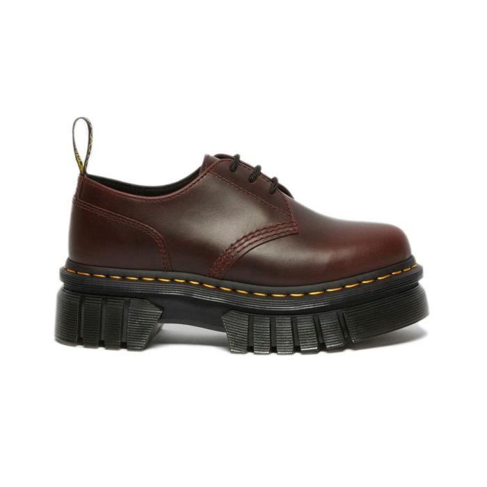 Chaussures Dr. Martens Audrick Rouge Cuir Lacets Plateforme Quad