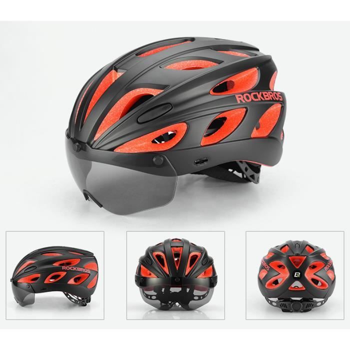 Casque Avec Lunettes Velo Route Adultes Homme Femme Avec Taille 57 61cm Rouge Prix Pas Cher Cdiscount