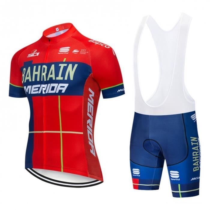 Bahrain Merida Ete Maillot De Velo Route Manches Courte Homme Cuissard A Bretelle Gel Combinaison De Vtt Ensemble De Vetement Prix Pas Cher Cdiscount