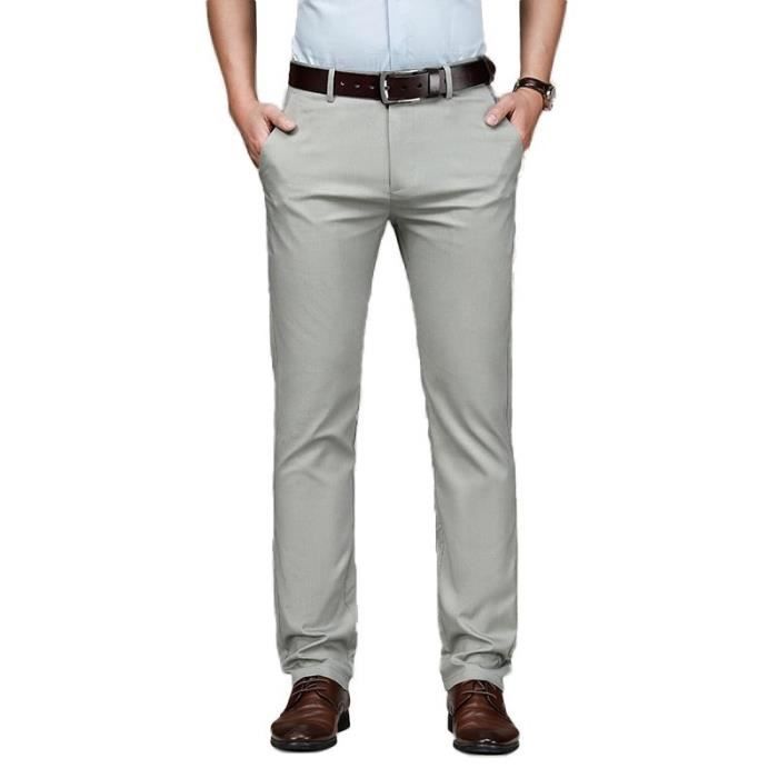 Pantalon Homme Coupe Droite Style Business Couleur Unie Pantalon
