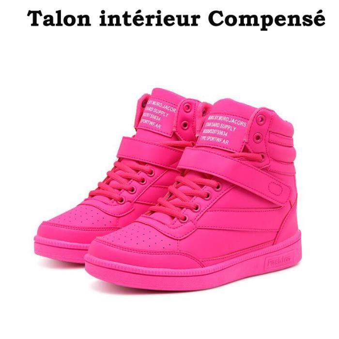 Basket Montantes Chaussure Femme Rose Chaussures De Course Mode Chaussure
