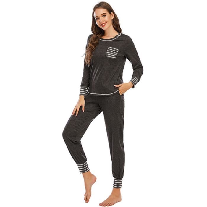 Ensemble Jogging Femme 2 Pièces Décontracté – Survêtement Yoga Fitness Col Rond Coton Respirant, Tendance Et Confort