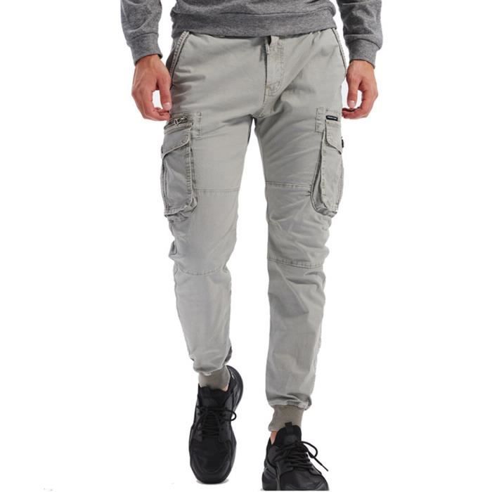 Pantalon de Travail Homme Style Cargo Multi Poches Taille