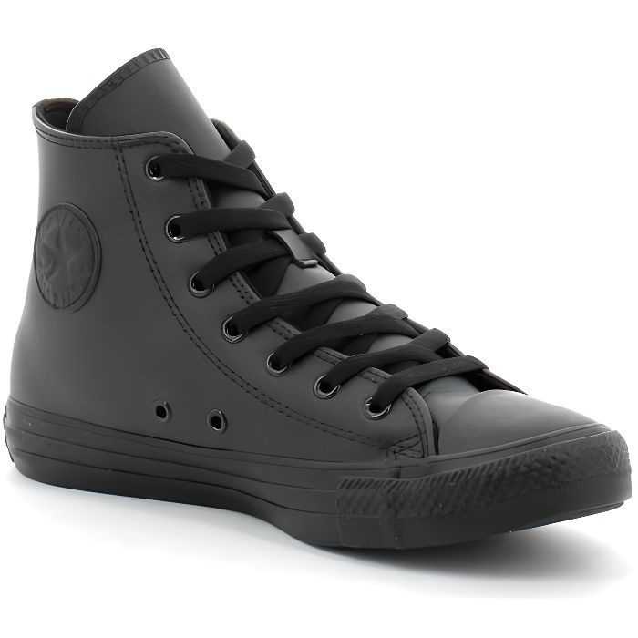 Baskets Chuck Taylor All Star en Cuir Noir CONVERSE Homme Lacets Plat