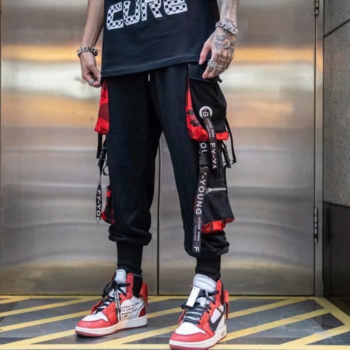 Tenue professionnelle Pantalon Cargo pour homme Streetwear Hip Hop Techwear jogging survetement Harem tactique Black F7939 Blanc Cdiscount Pret a Porter