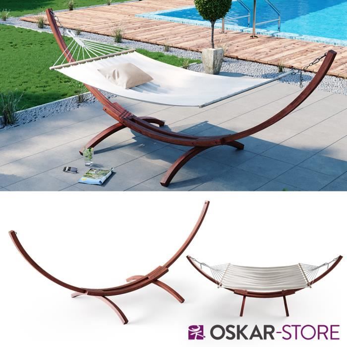 Support pour hamac Oskar 350 cm XXL, support en bois, chaise longue de jardin