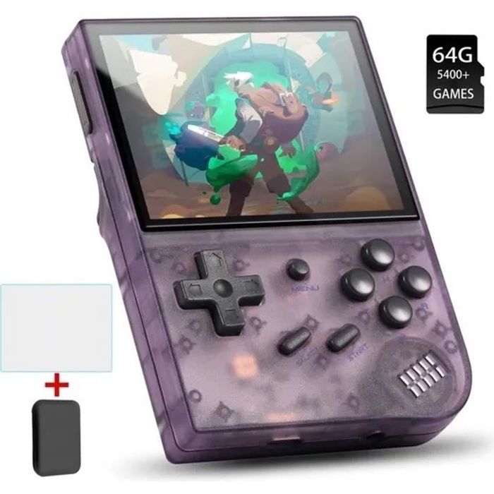 Console de jeu portable rétro 64G 5000+ Jeux RG35XX Écran IPS 3.5 pouces Système Linux avec Sac de rangement et Film trempé - vue 2