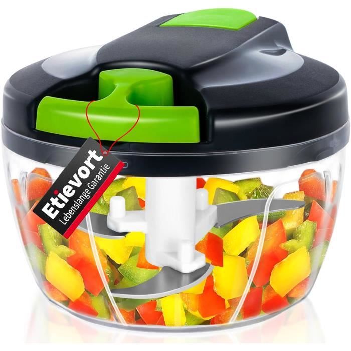 JOYWE Hachoir manuel, hachoir manuel à fruits et légumes avec 3 lames en acier inoxydable, mini
