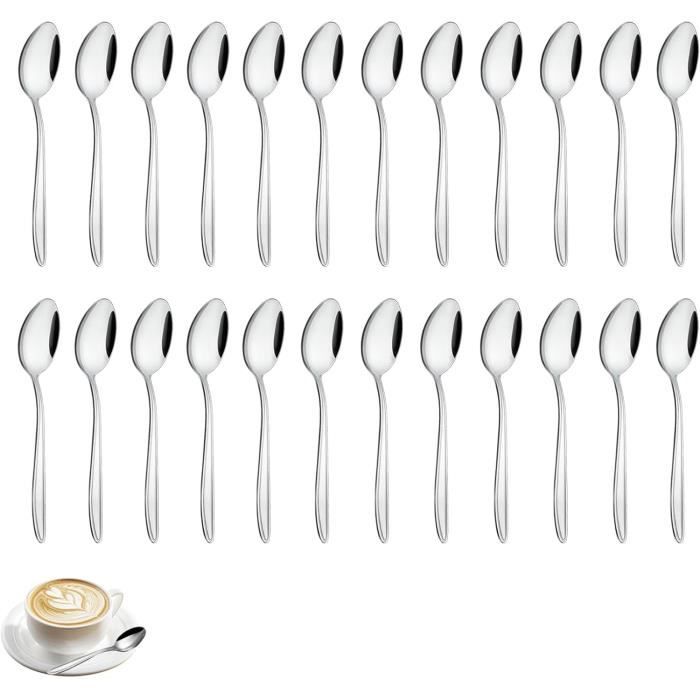 Lot De 24 Cuillères À Café En Acier Inoxydable, 14,5 Cm Cuillères À Expresso, Cuillères À