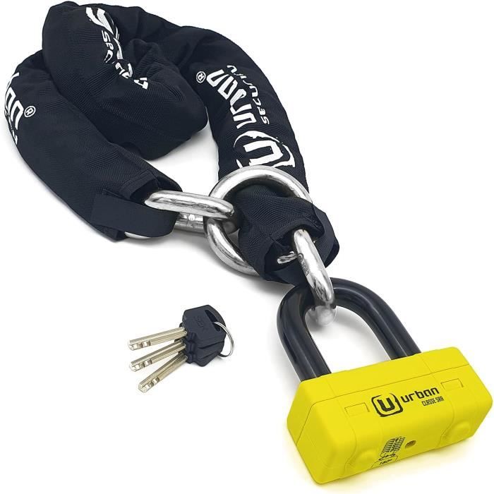 Chaîne Antivol Moto URBAN 10 Mm X 120 Cm - Acier Trempé + Système Boucle Polyvalent