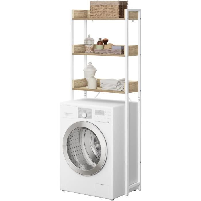 Meuble De Rangement Pour Machine à Laver - 3 étagères Ouvertes - Acier Inox - 72x25x155 Cm - Idéal WC, Salle De Bain