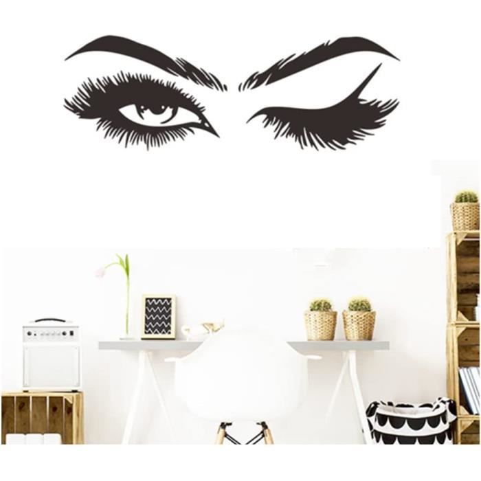 VORCOOL Sleepy Eyes Cils Bois Sticker Mural Enfants Enfants Chambre