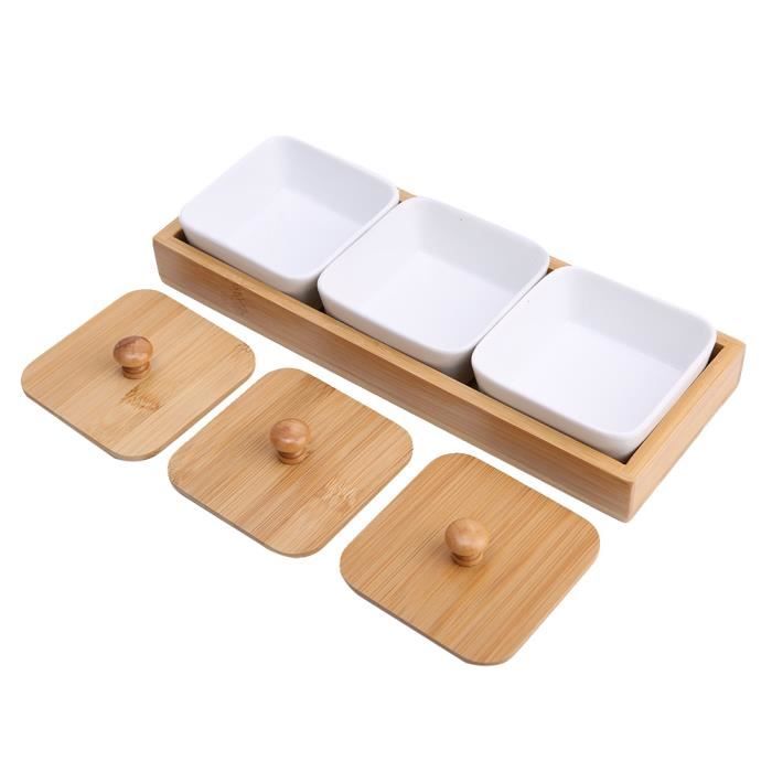 Plateau De Service Compartimenté En Inox Avec Couvercle – Apéritif, Fruits, Légumes 26x26x5,5 Cm