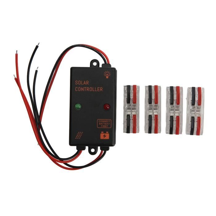 Régulateur Solaire Portable 6V/12V 3A - Contrôleur Charge PWM Avec LED - Protection Surcharge - IP30