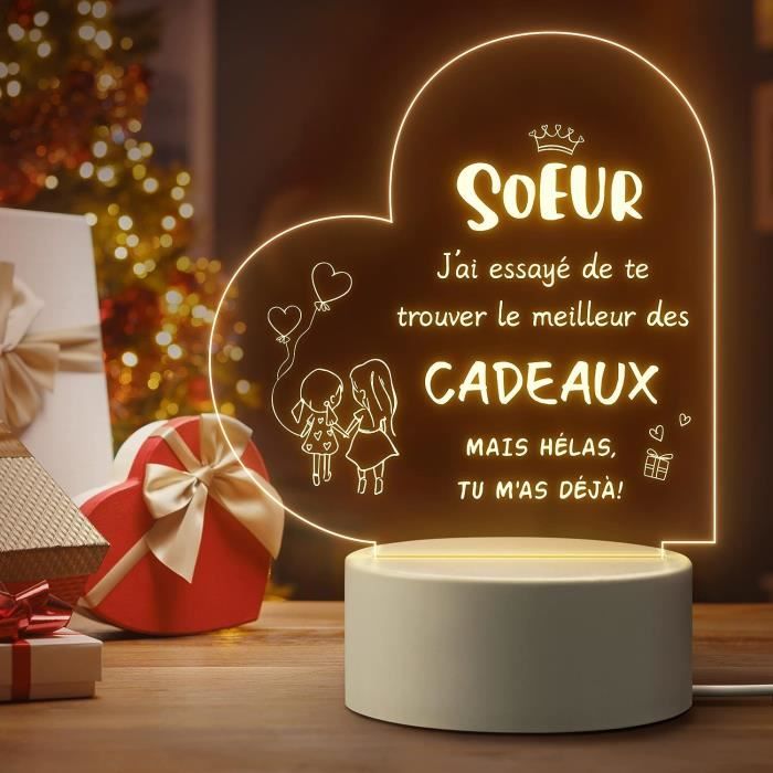 Cadeau Soeur Anniversaire, Idee Cadeau Pour Grande Soeur Acrylique Veilleuse Led Lampe