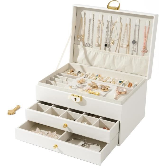 Boîte à Bijoux Organisatrice En Cuir PU Noir - 29,5x24x7 Cm - Coffret De Voyage Ou Rangement - Neuf Avec étiquettes