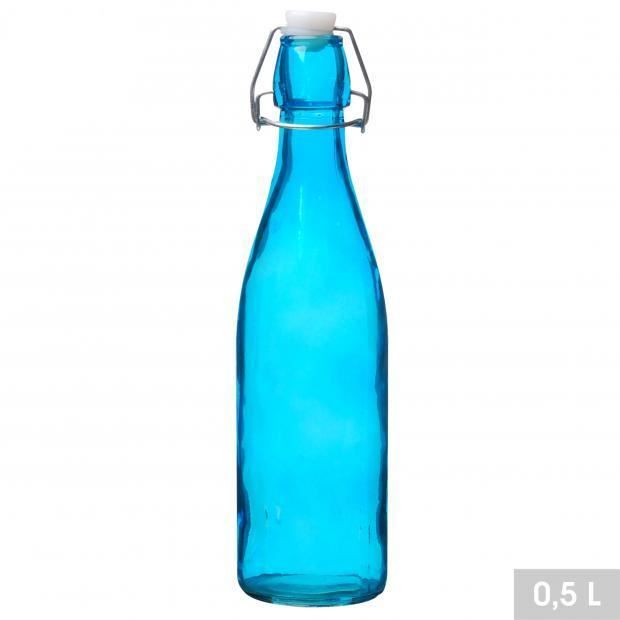 Bouteille en Verre Vide Bleu Turquoise ( Lot de 6) Avec Bouchon Mécanique  500 ml Réutilisable Rechargeable - H.27 x Dia.7 cm - Cdiscount Maison