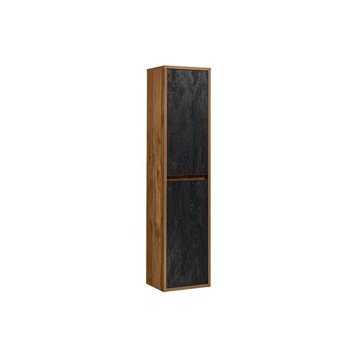 Colonne de salle de bain suspendue - Coloris naturel et anthracite - H170 cm - TIKITIKI
