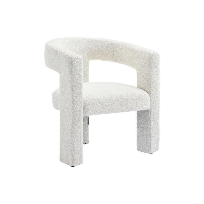 Fauteuil en tissu bouclette blanc FAVINA