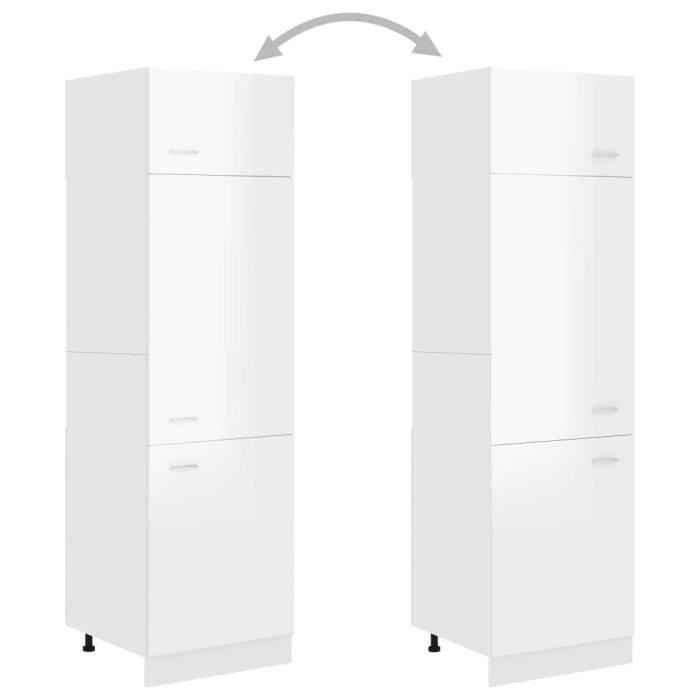 RUIDA Armoire de réfrigérateur Blanc brillant 60x57x207 cm Aggloméré tout neuf VGEBY