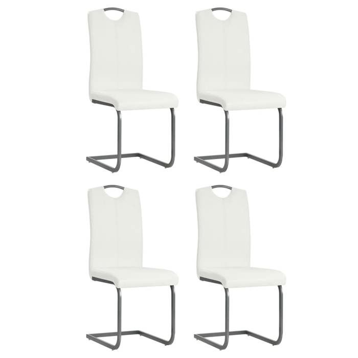 VidaXL Chaises à Manger 2 Pcs Blanc Bois Massif Hévéa - Chaise Salle à Manger Ergonomique