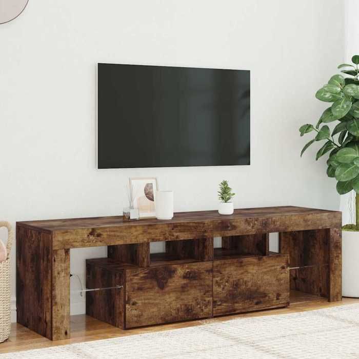 vidaXL Meuble TV avec lumières LED Chêne fumé 140x365x40 cm 822641