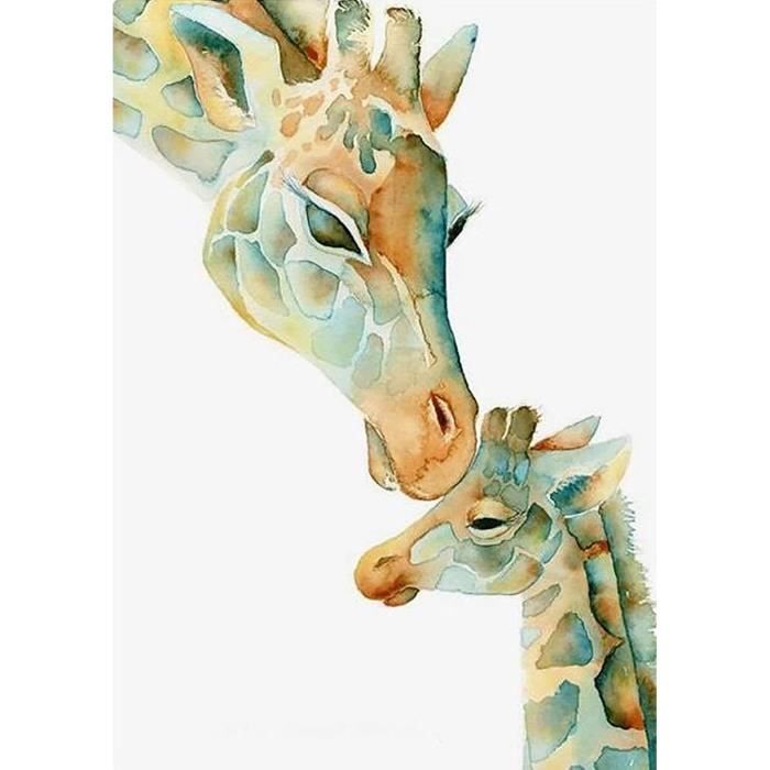 Kit Diamond Painting Girafe - 30x40 Cm - Toile Autocollante, Strass, Stylo, Colle - Loisir Créatif Pour Adultes Et Enfants - 7
