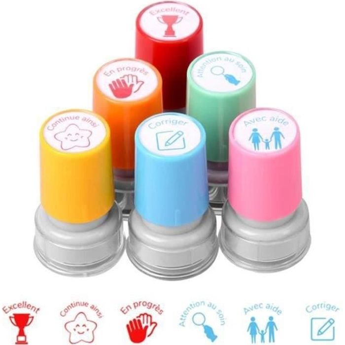 Tampons Enseignants Français 6PCS Tampon Auto En Enfants，Permettent
