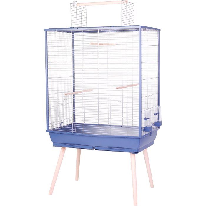 ZOLUX Cage grillagée surélevée pour oiseau Néolife - Pour perruche calopsitte canari - 81 x 48 x 152 cm - Néolife - Bleu